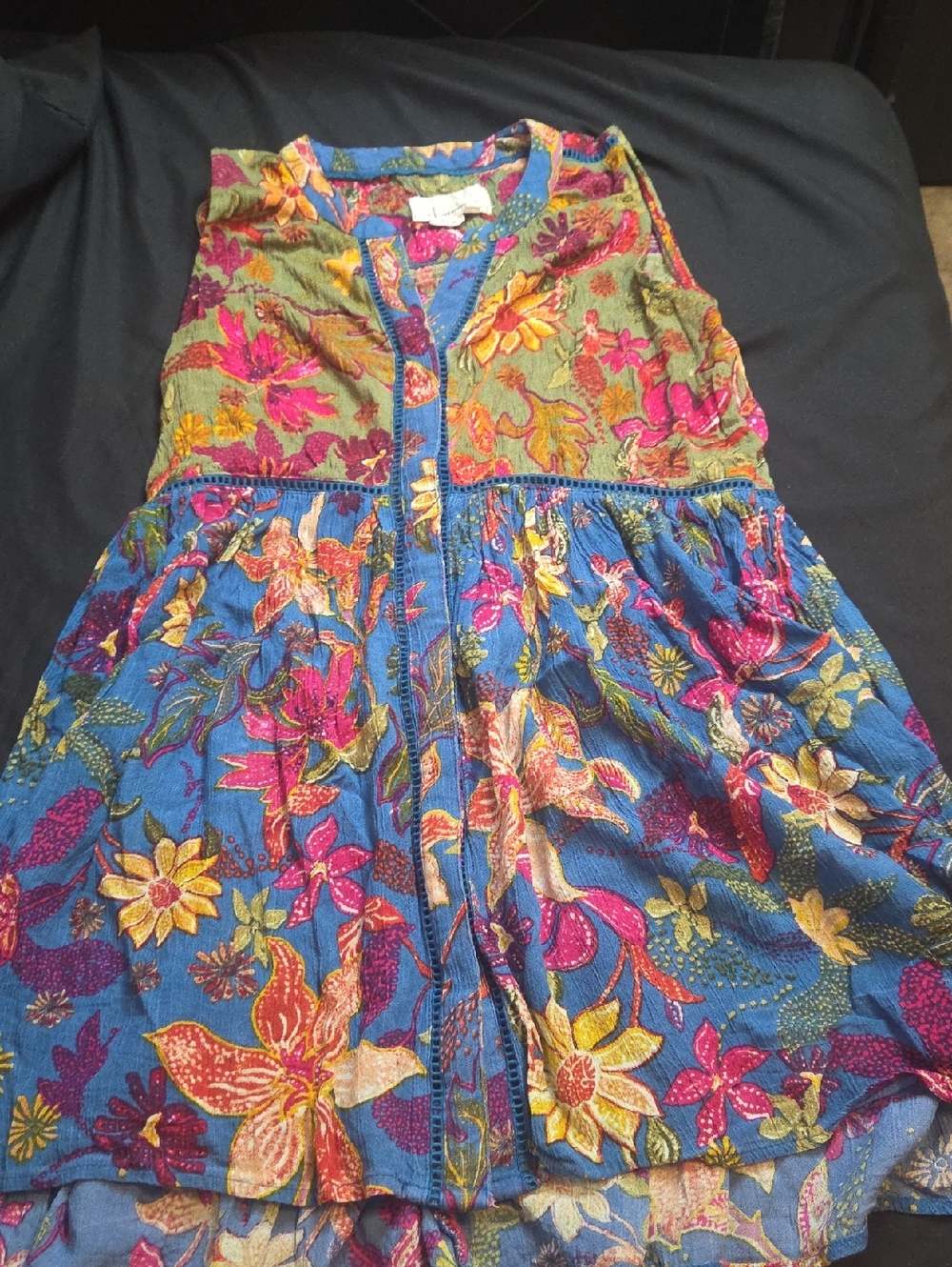 Anthropologie Multicolor Floral Print Blouse - Blue, Pink, Green, Yellow